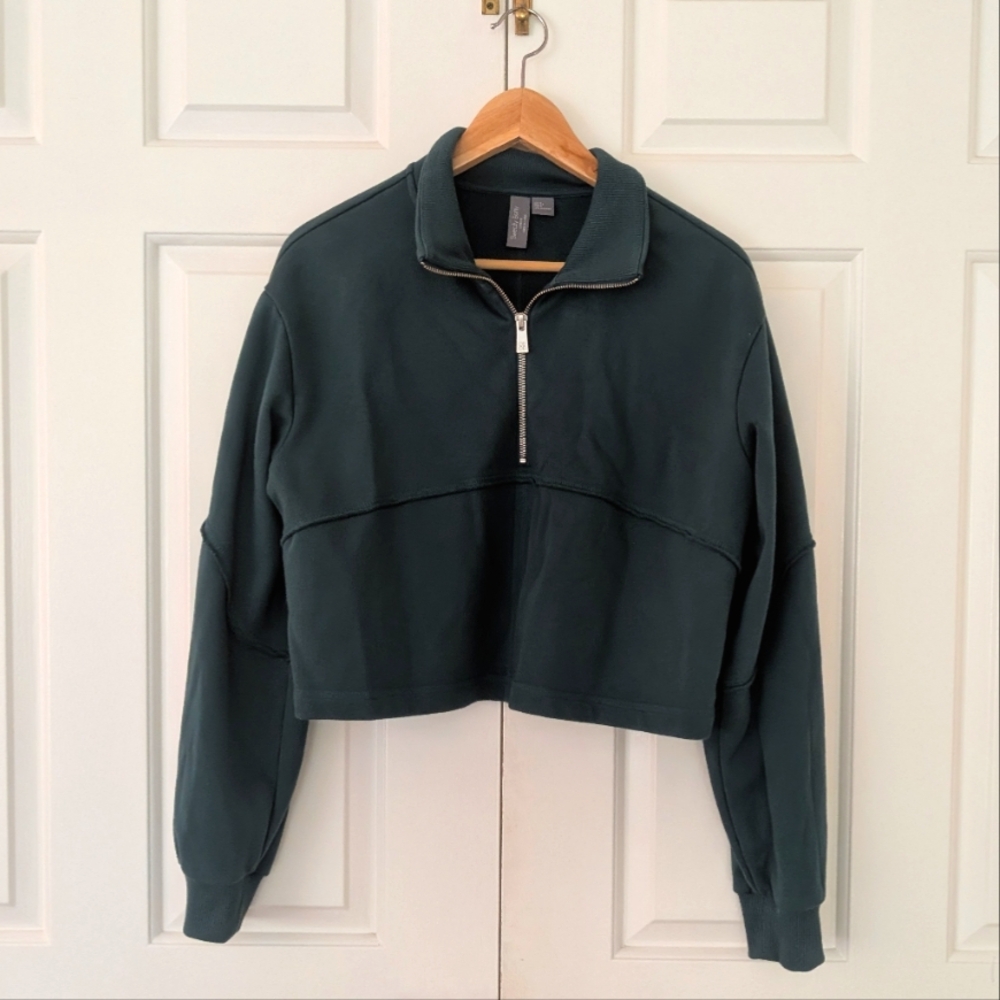 Swetty Betty Half Zip Crop Sweatshirt Green